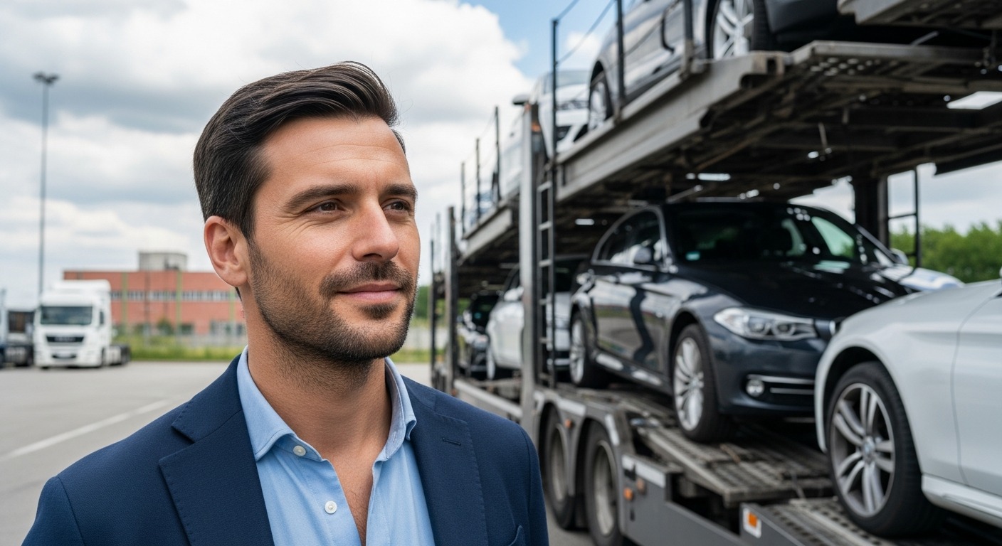 Bisarca con BMW in trasporto verso l'Italia